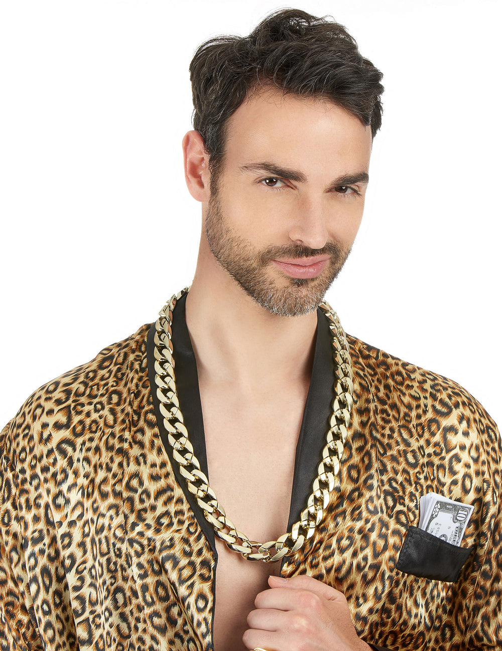 Vue portée de la chaîne bling bling pour adulte or