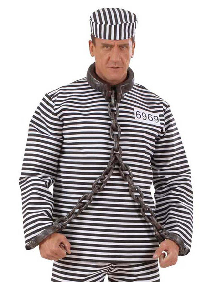 Vue de face de la Chaîne de prisonnier pour cou et poignets pour adulte
