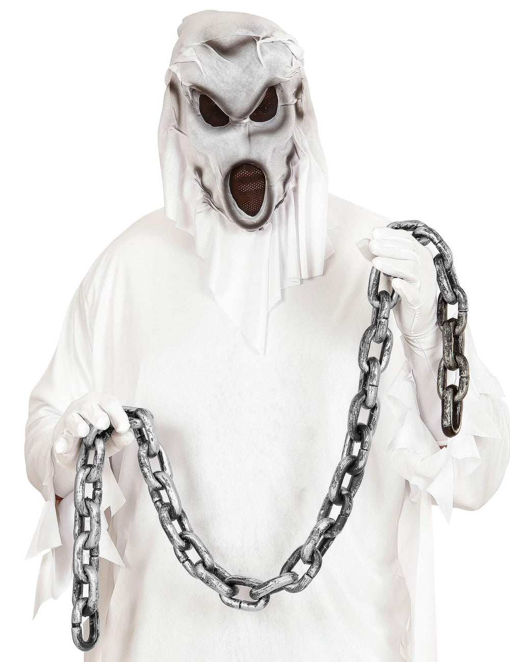 Encenação com um fato de fantasma da corrente prisioneiro