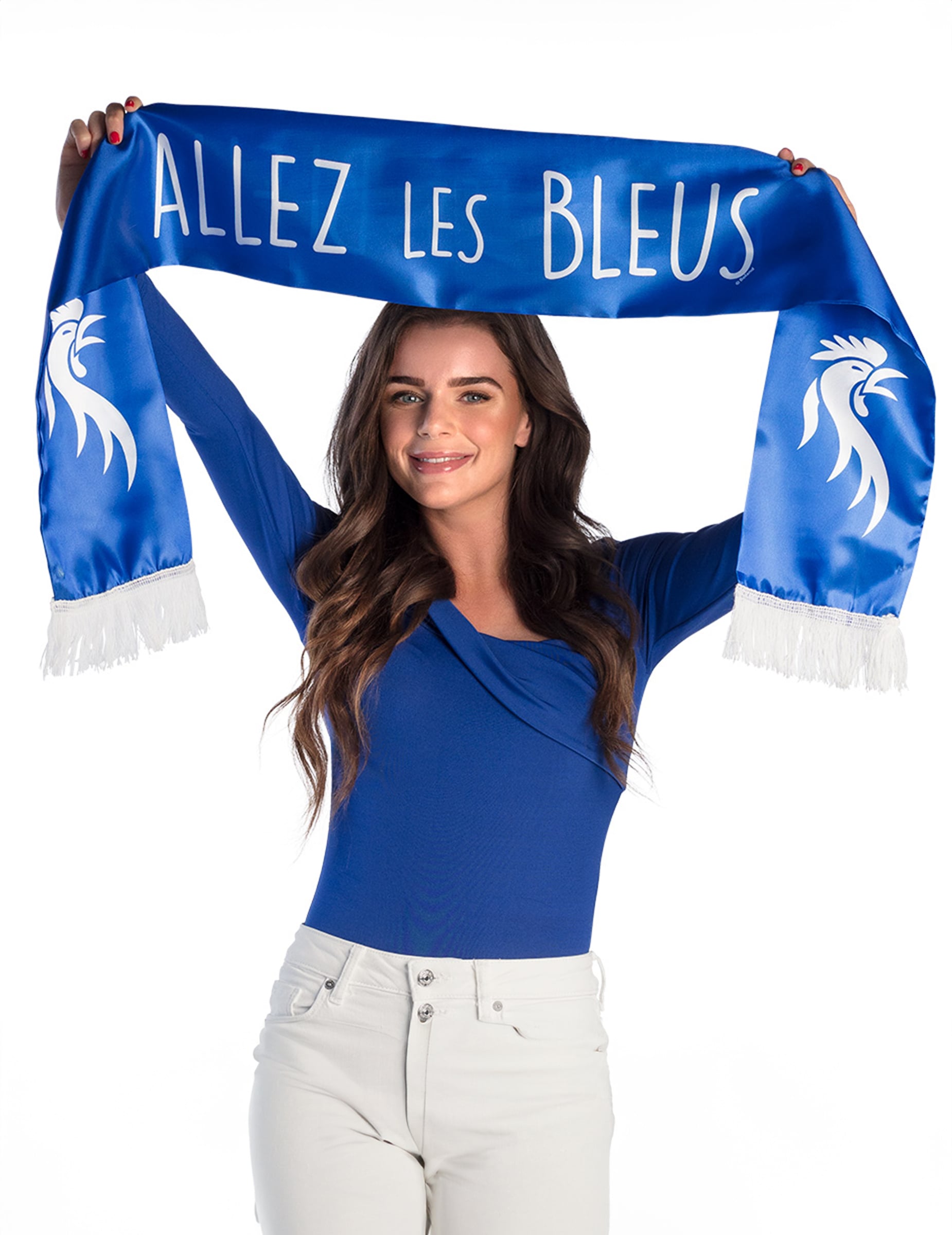 Vue portée de l'écharpe de supporter Allez les bleus
