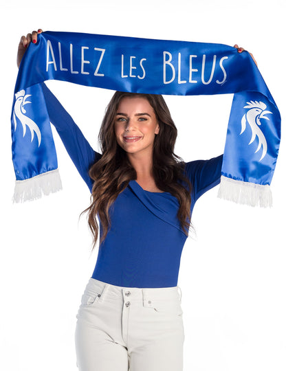 Vue portée de l'écharpe de supporter Allez les bleus