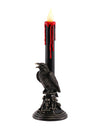 Castiçal decorativo em resina com LED e corvo preto 13,5 x 13,5 x 45,5 cm