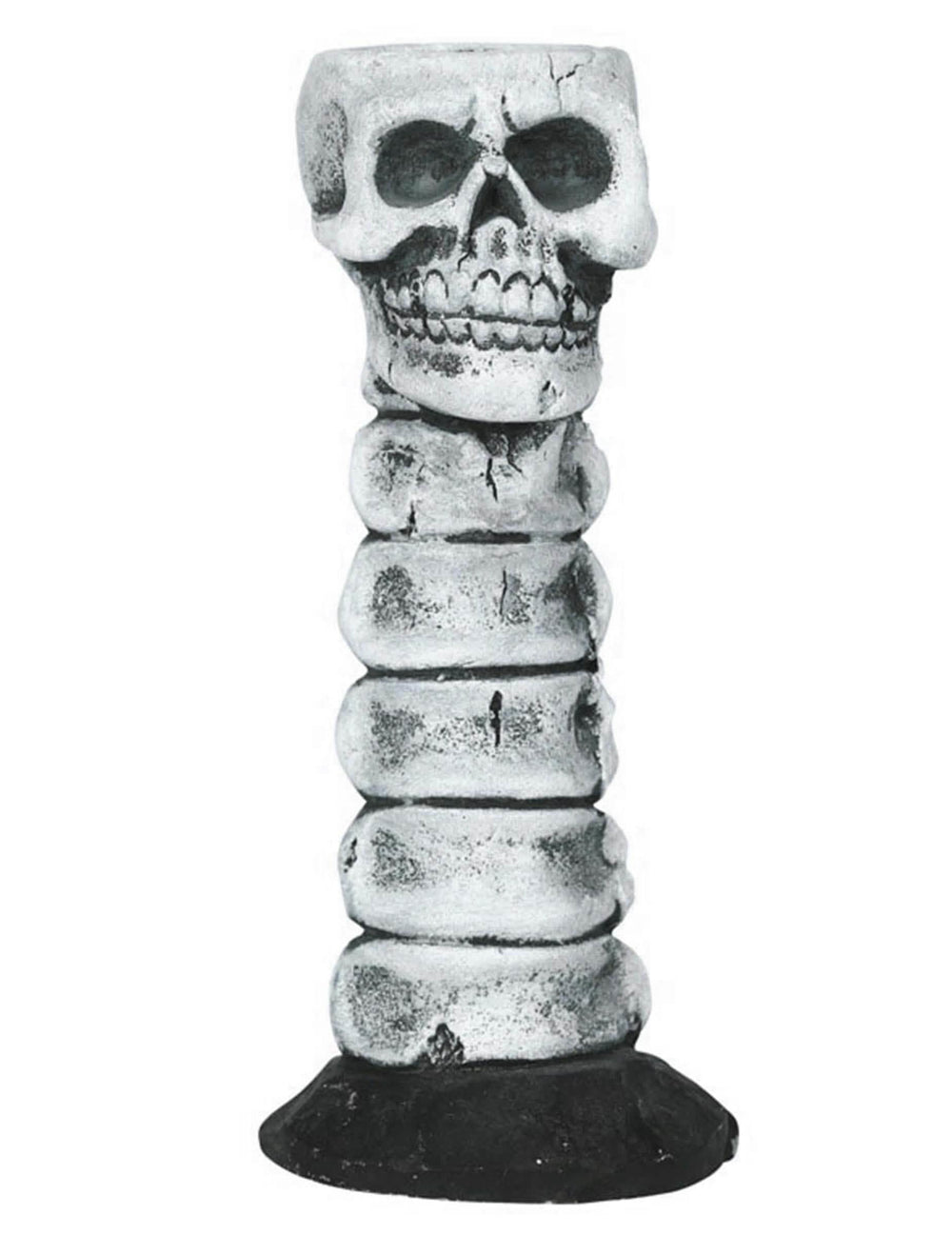 candelabro de caveira para decoração de halloween branco e cinzento aspeto osso