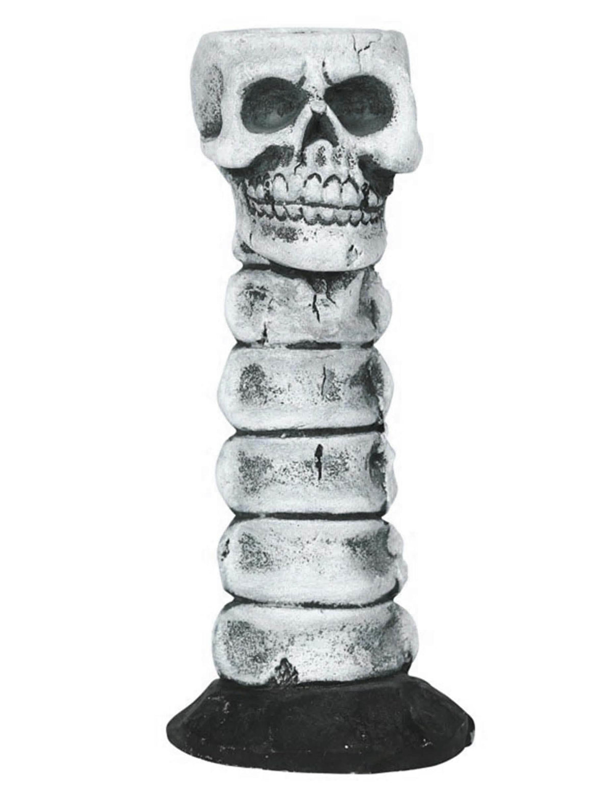 candelabro de caveira para decoração de halloween branco e cinzento aspeto osso