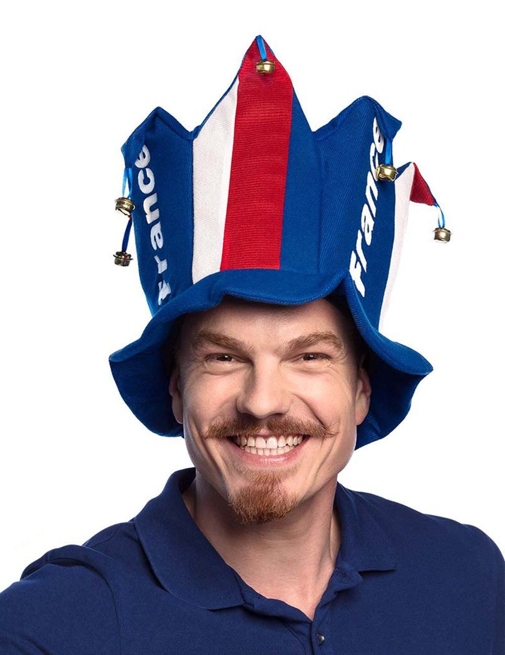 Chapeau avec grelot supporter France pour adulte bleu blanc rouge