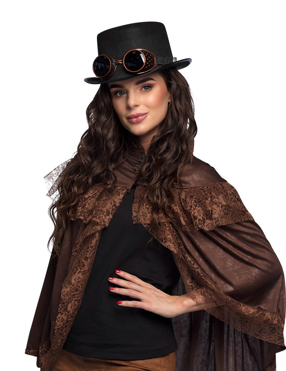 Mise em situação do chapéu com óculos steampunk