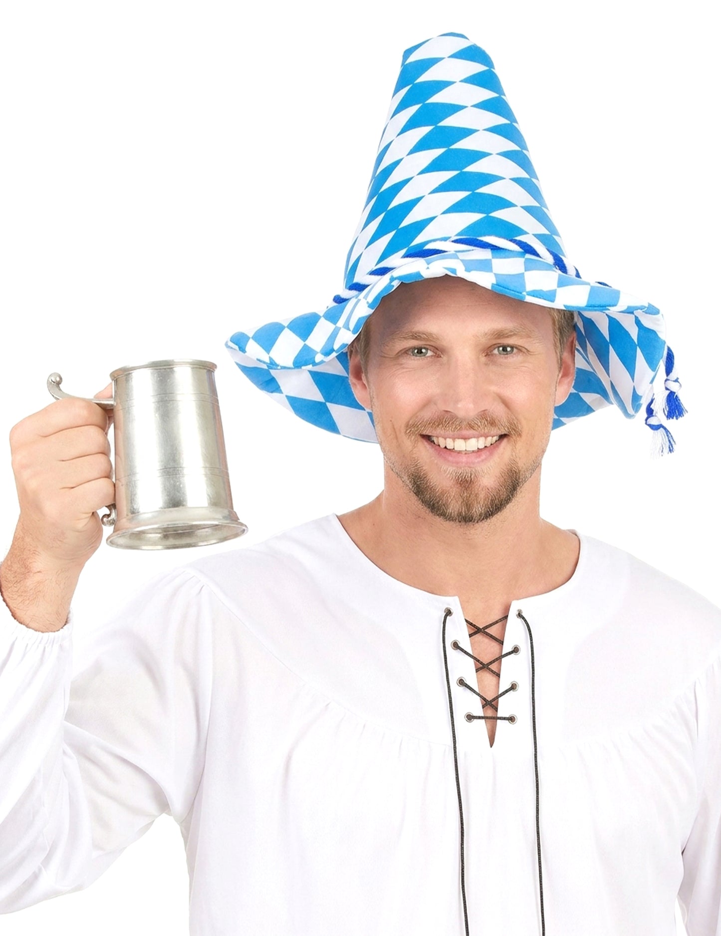 Chapéu bávaro azul e branco adulto