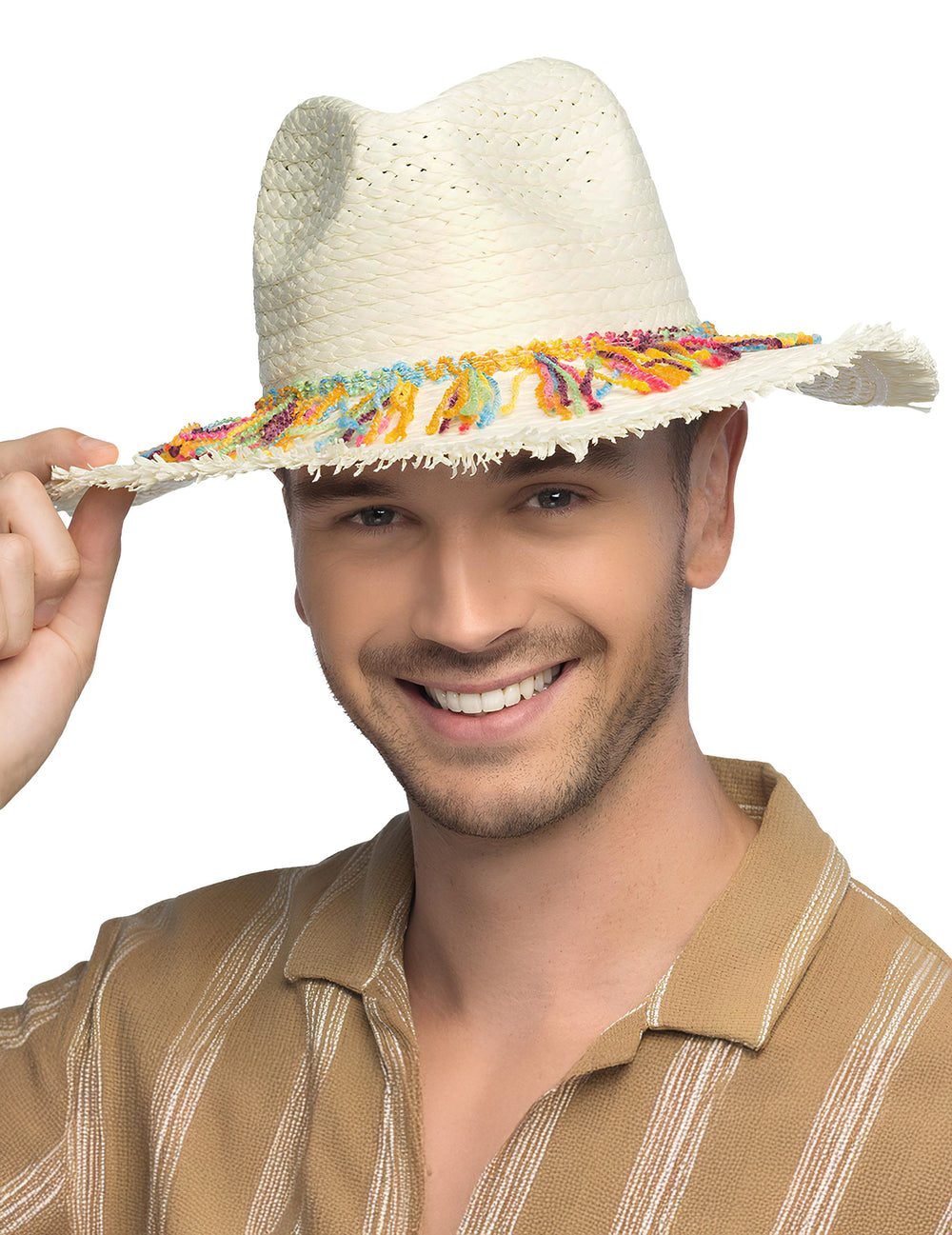 Vue de face du chapeau bohème pour adulte