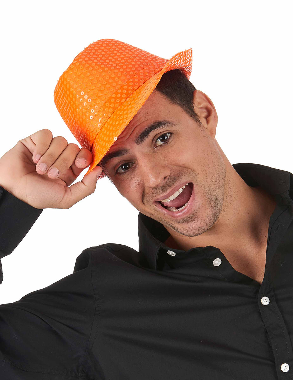 Chapeau borsalino à sequins pour adulte orange