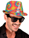 Chapeau borsalino à sequins tie and dye pour adulte multicolore