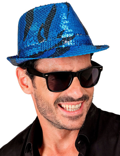 Vue de face du chapeau borsalino à sequins vague