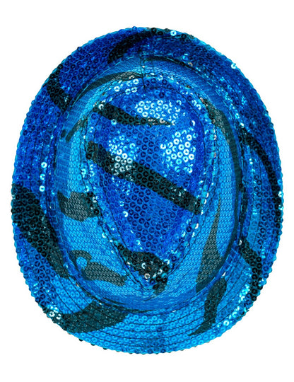 Vue de dessus du chapeau borsalino à sequins vague