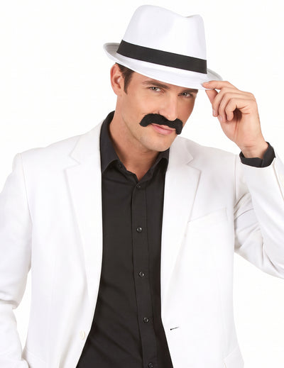 Chapéu borsalino branco com fita preta adulto