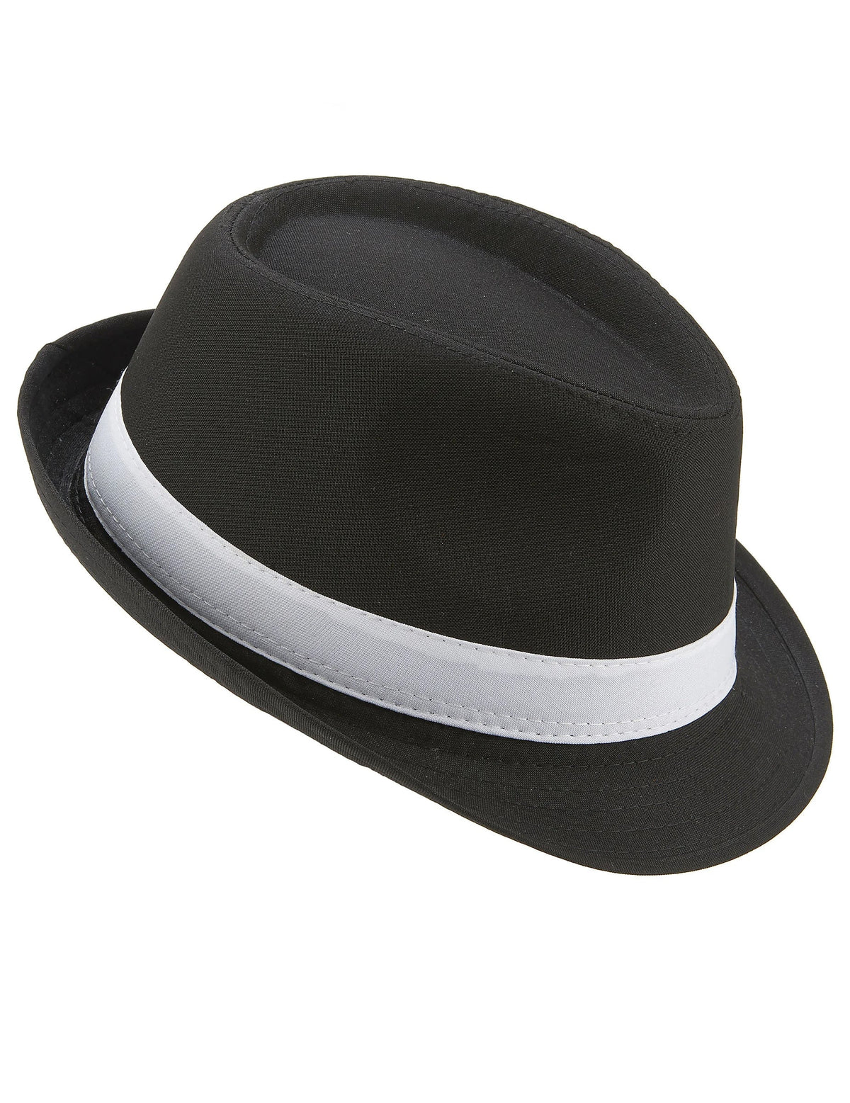 Chapéu borsalino preto com faixa branca adulto