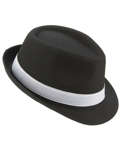 Chapéu borsalino preto com faixa branca adulto