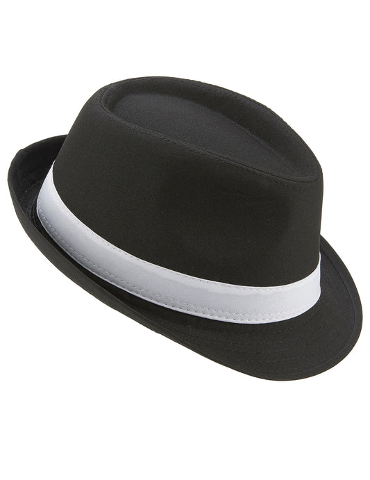 Chapéu borsalino preto com faixa branca adulto