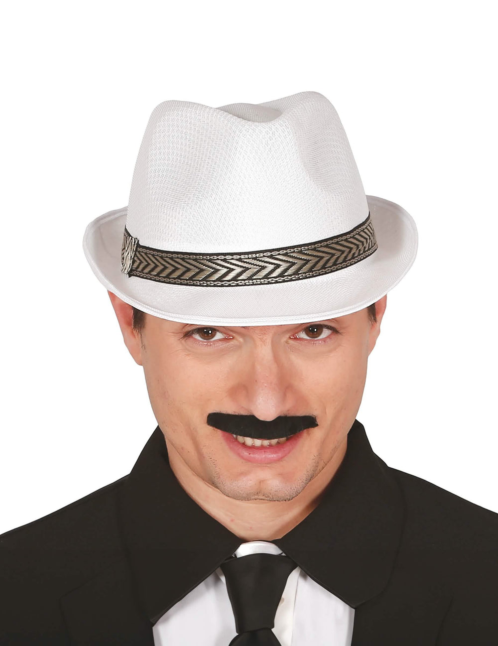 Vue de face du chapeau borsalino trilby pour adulte blanc