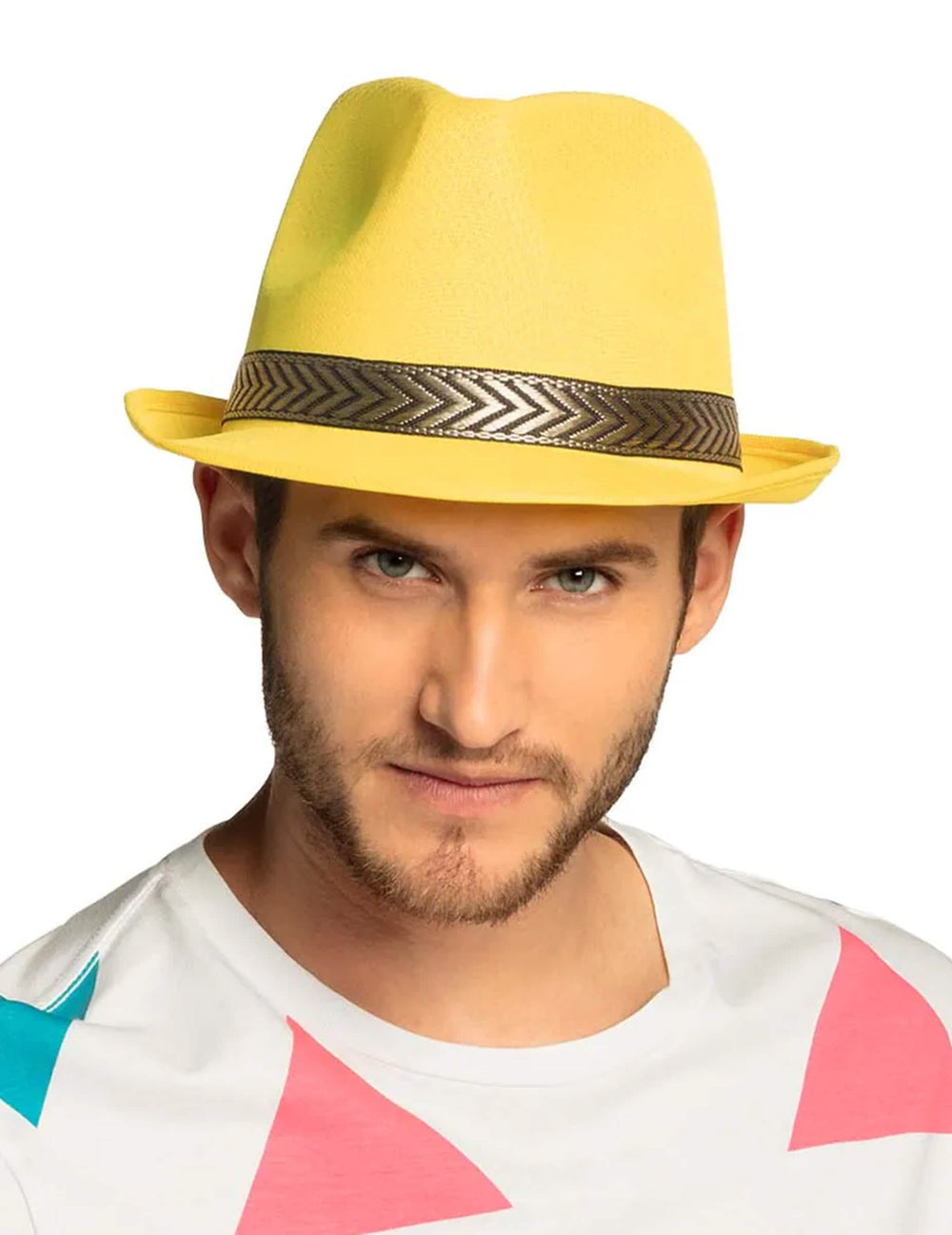 Vista frontal do chapéu borsalino trilby para adulto
