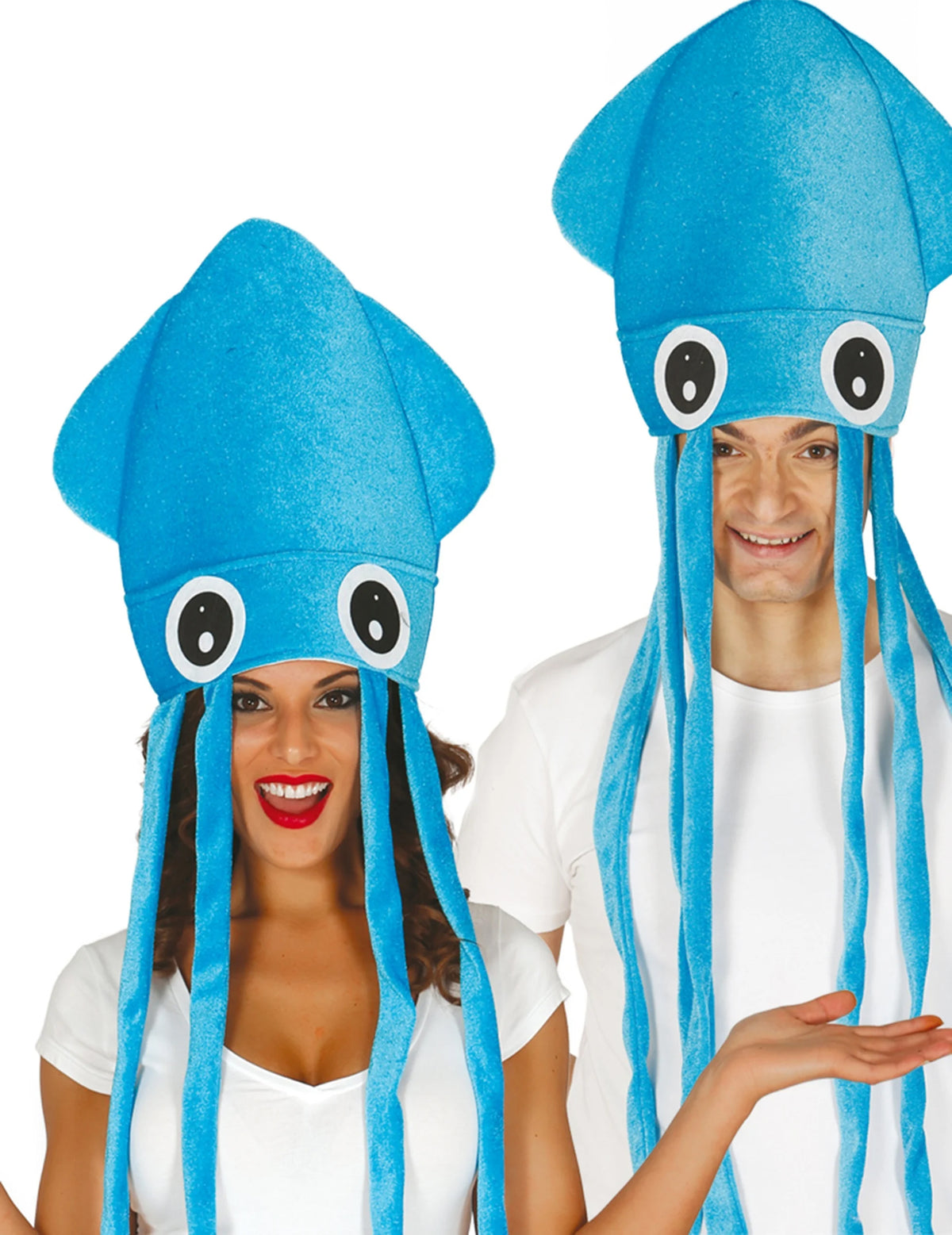 Chapeau de calamar pour adulte bleu avec tentacules