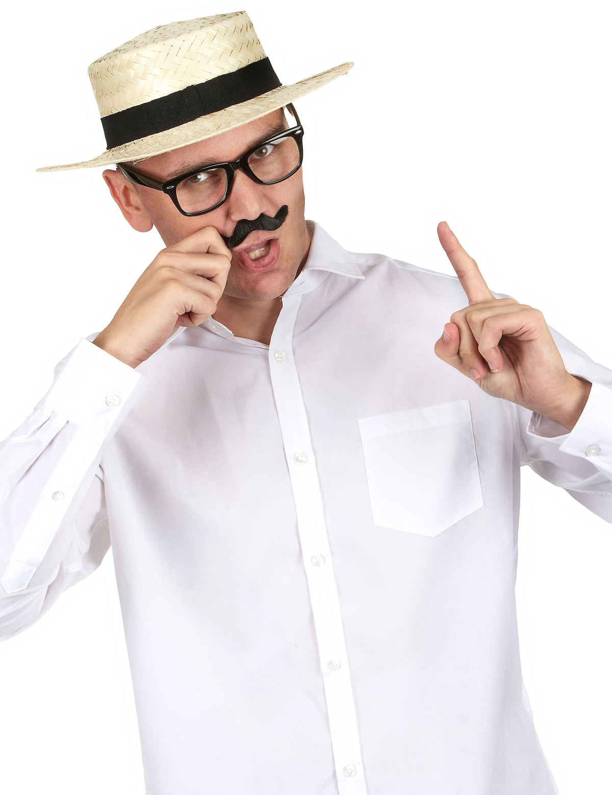 Chapeau canotier pour adulte paille avec ruban noir