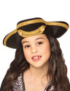 Chapeau capitaine pirate pour enfant noir avec liseré doré
