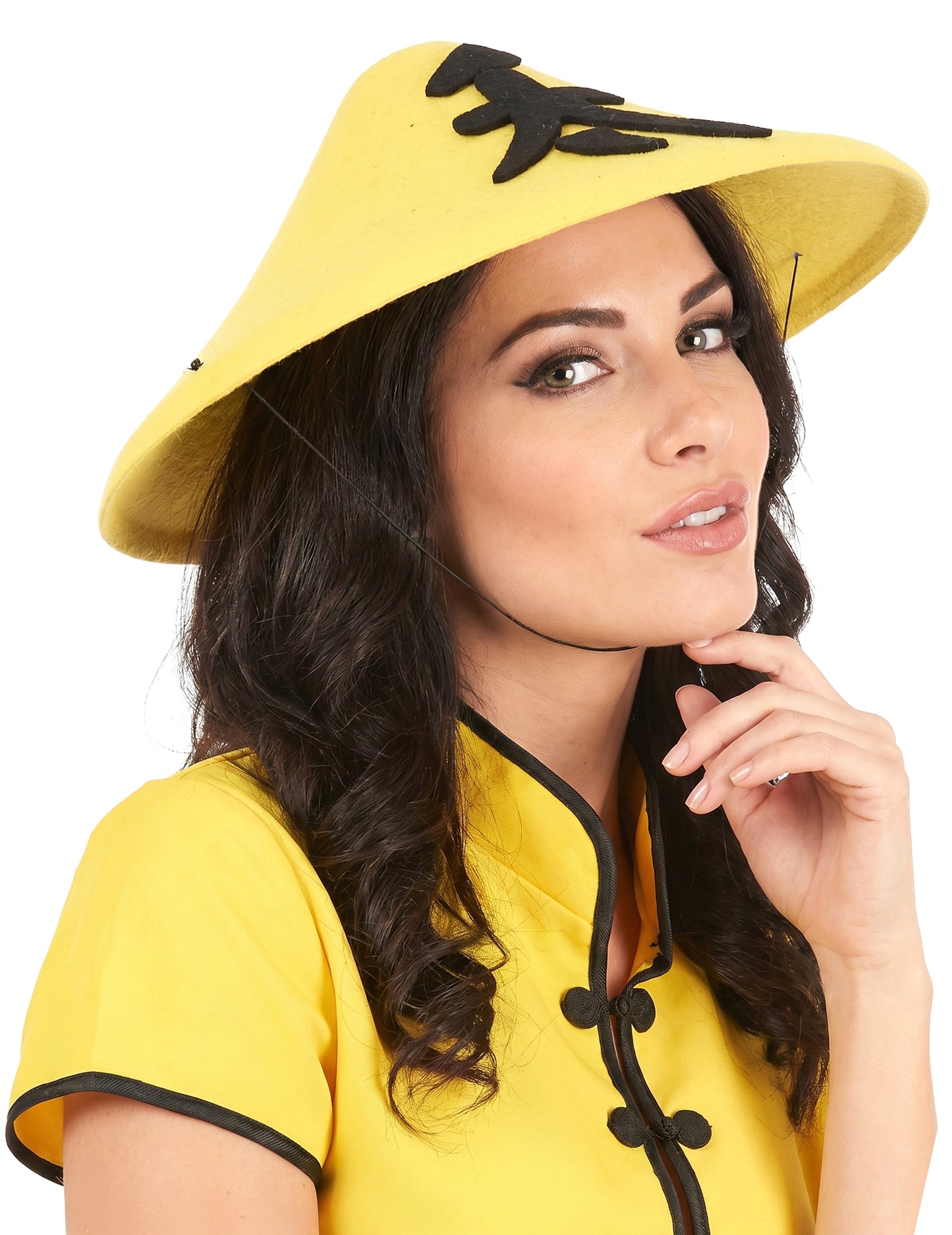 Chapéu chinês amarelo adulto