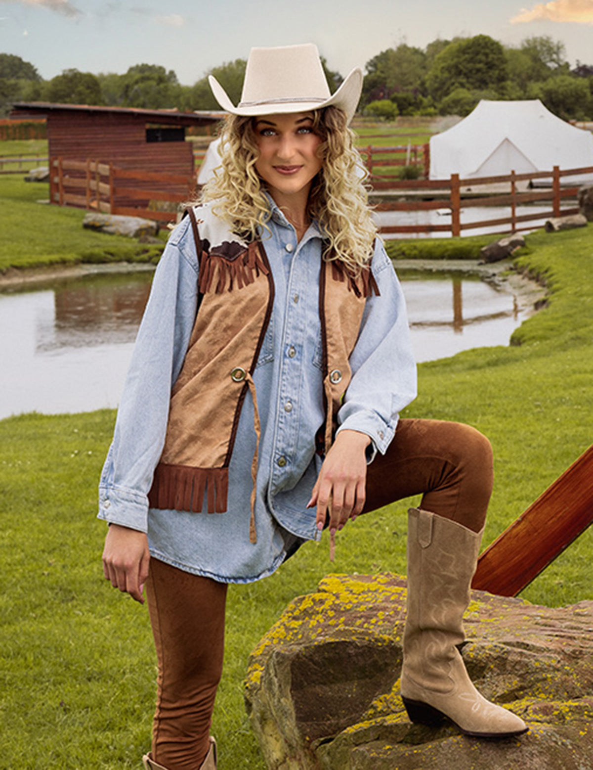 Mise en situation du chapeau cowboy pour adulte