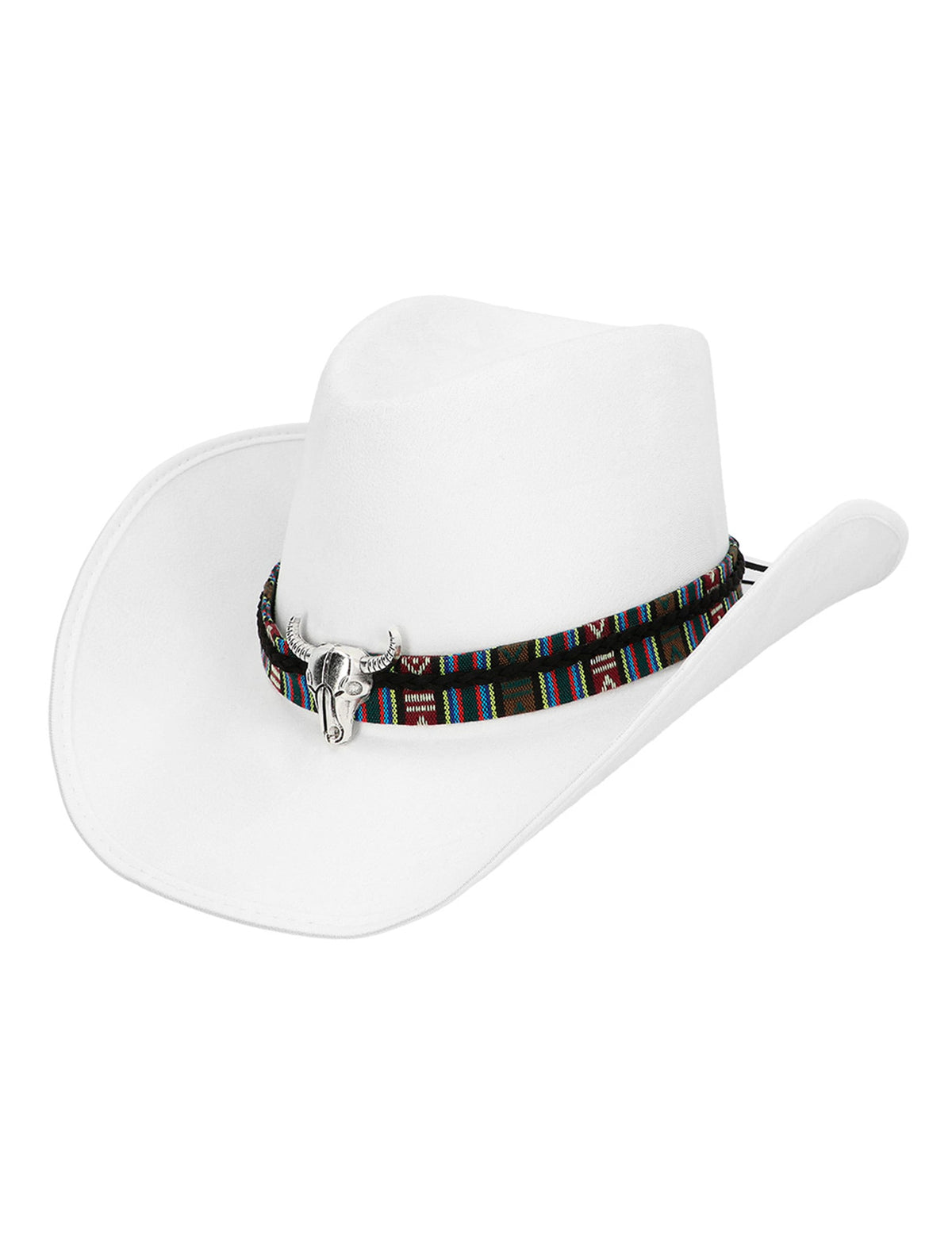 Vue de trois-quarts du chapeau de cowboy à tête de buffle pour adulte