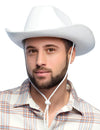 Chapeau de cowboy pour adulte blanc avec cordelette