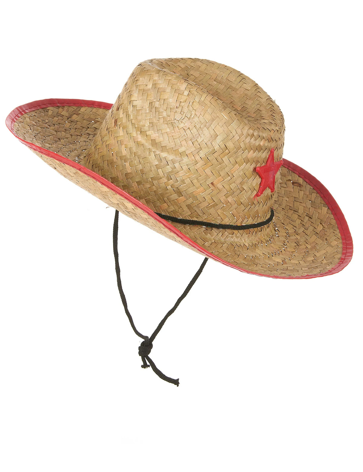 Vue de profil du chapeau cowboy de l'ouest en paille pour enfant
