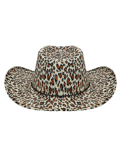Vue de dessus du chapeau cowboy léopard