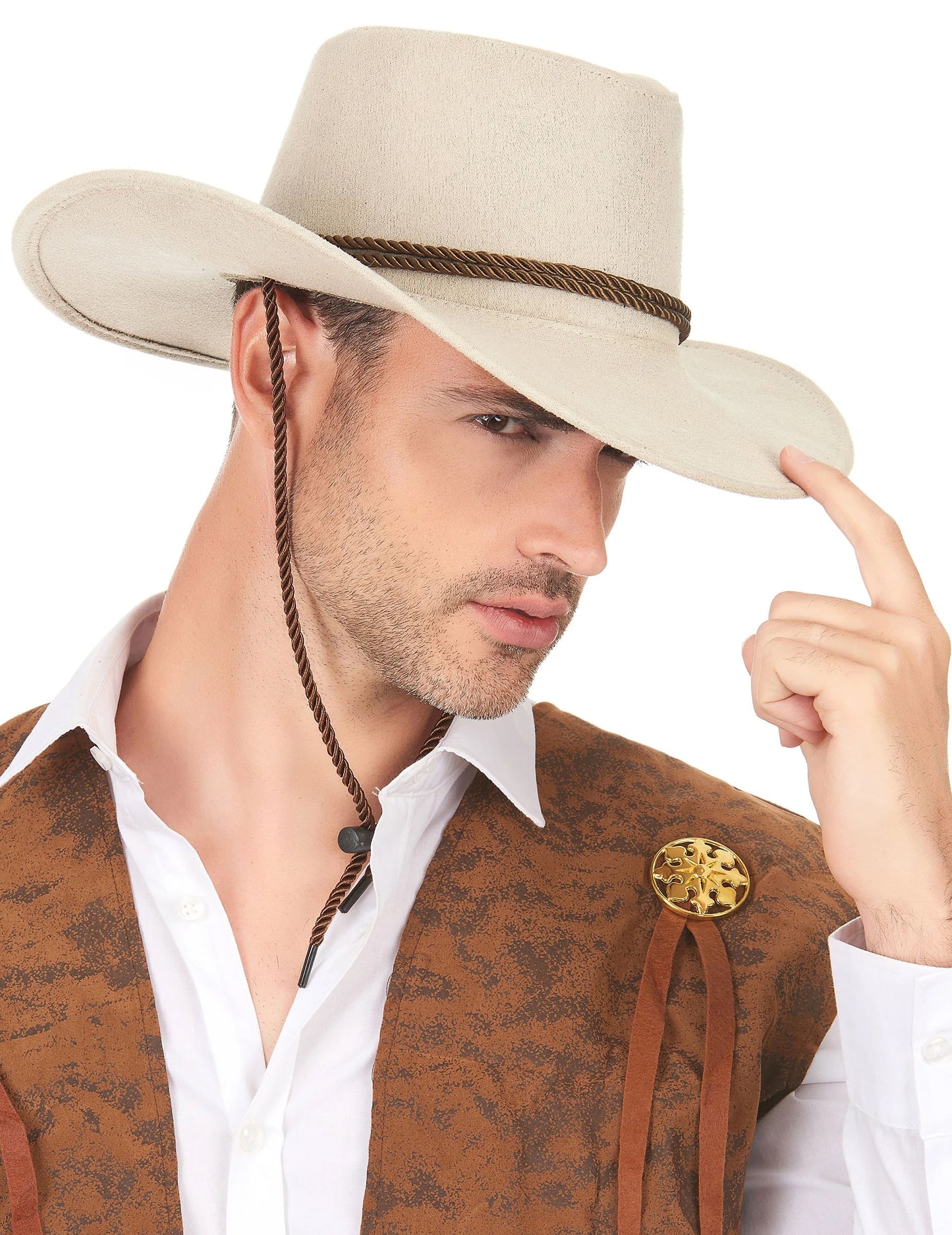 Chapéu cowboy luxo bege adulto