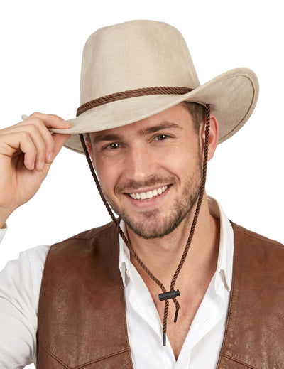 Chapéu cowboy luxo bege adulto