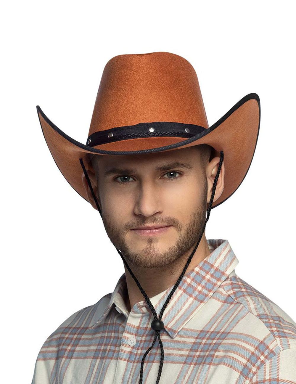 Chapeau de cowboy pour adulte marron à bordures noires