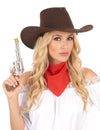 chapéu cowboy marron efeito camurça - adulto
