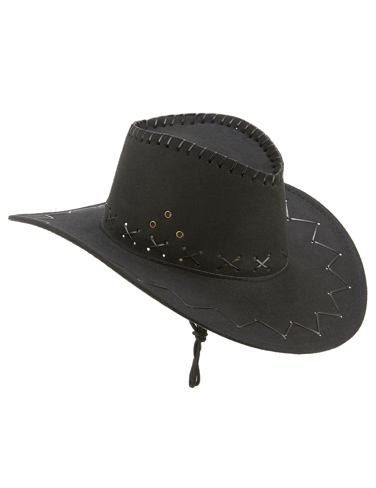 Vue de profil du chapeau de cowboy pour adulte noir en suédine