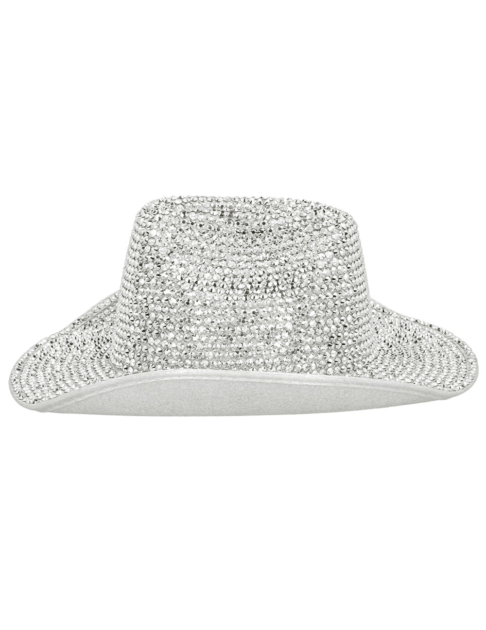 Vue de côté du chapeau de cowboy pour adulte strass argenté