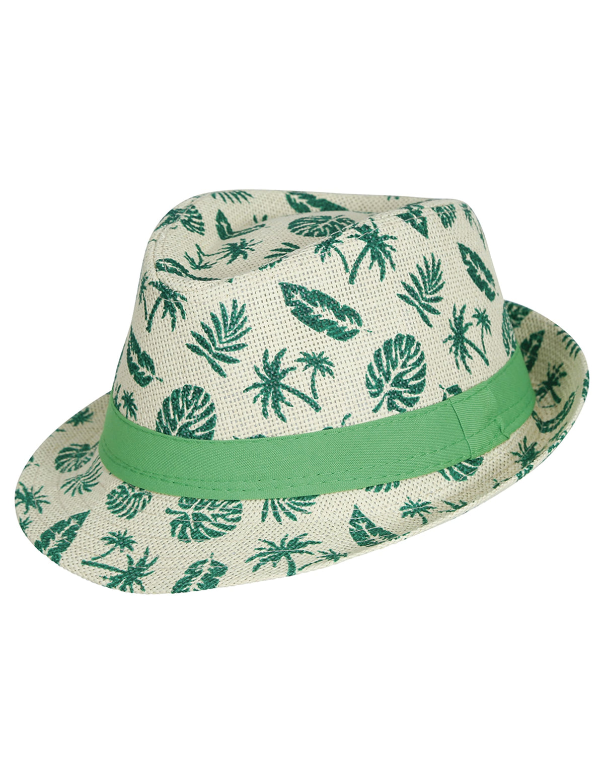 Vue de profil du chapeau d'été motif feuille