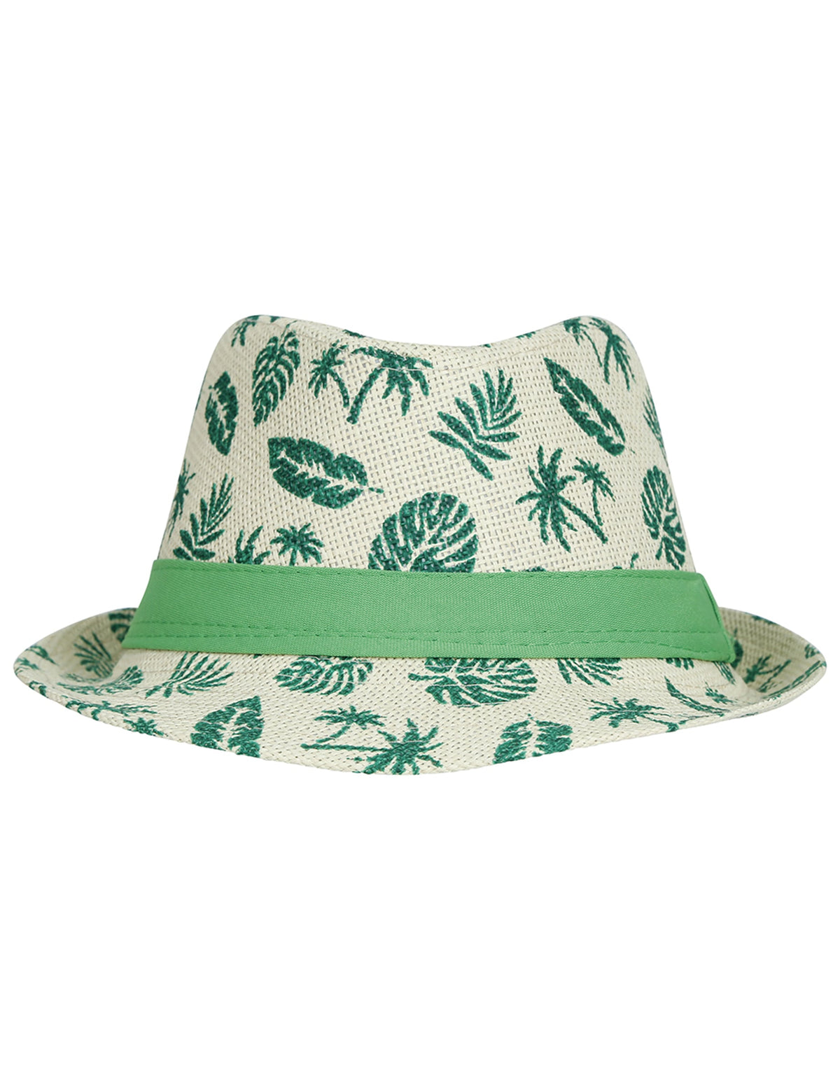 Vue de face du chapeau d'été motif feuille