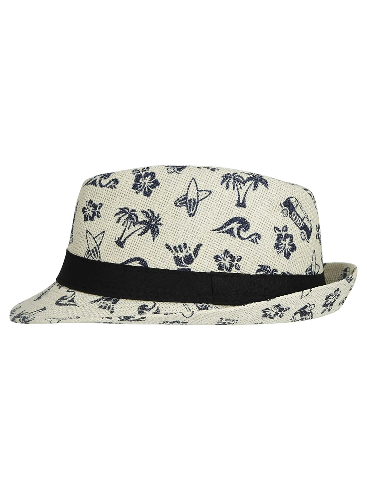 Vue de côté du chapeau d'été motif surf