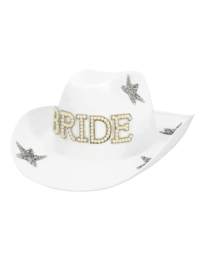 Chapéu de cowboy com pérolas Bride para mulher
