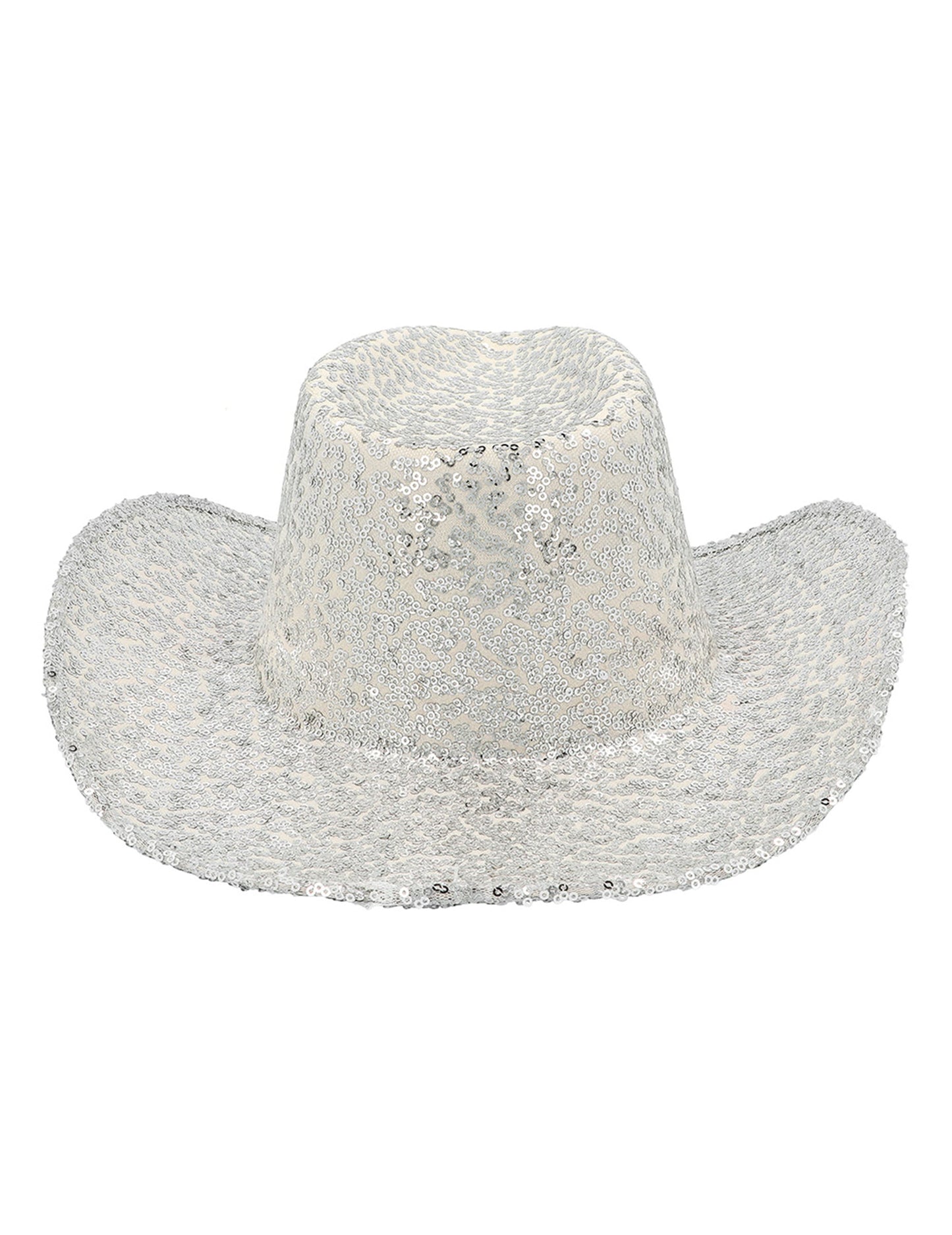 Vue de dessus du chapeau de cowboy à sequins pour adulte argenté