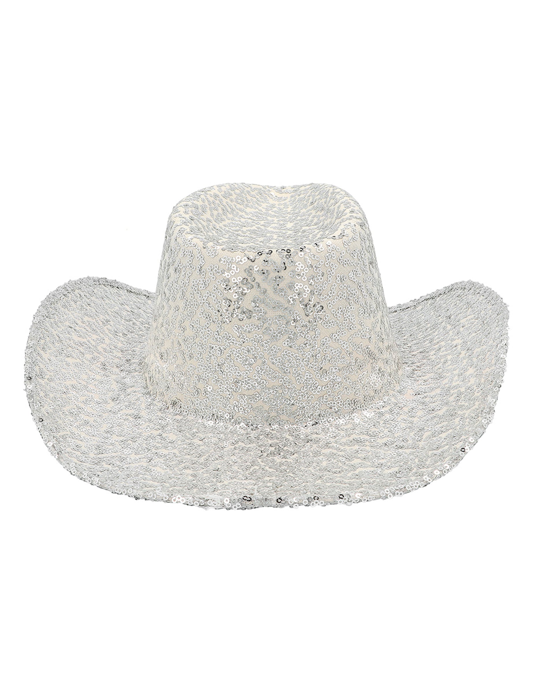 Vue de dessus du chapeau de cowboy à sequins pour adulte argenté