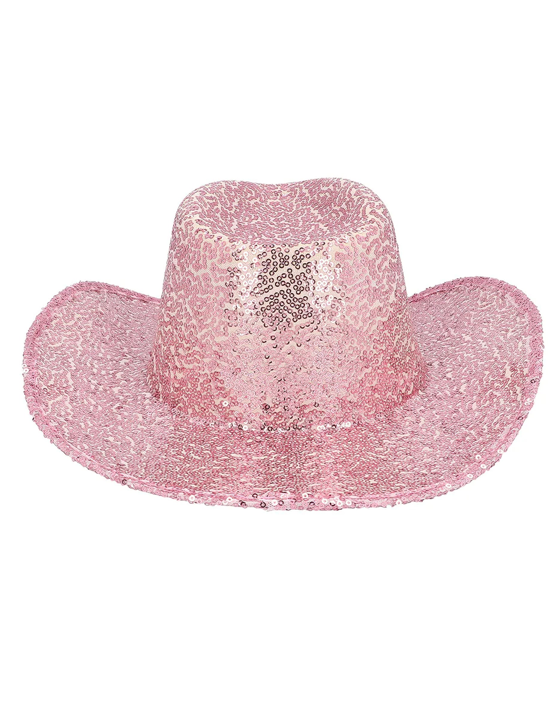 Vue de face du chapeau de cowboy à sequins pour adulte