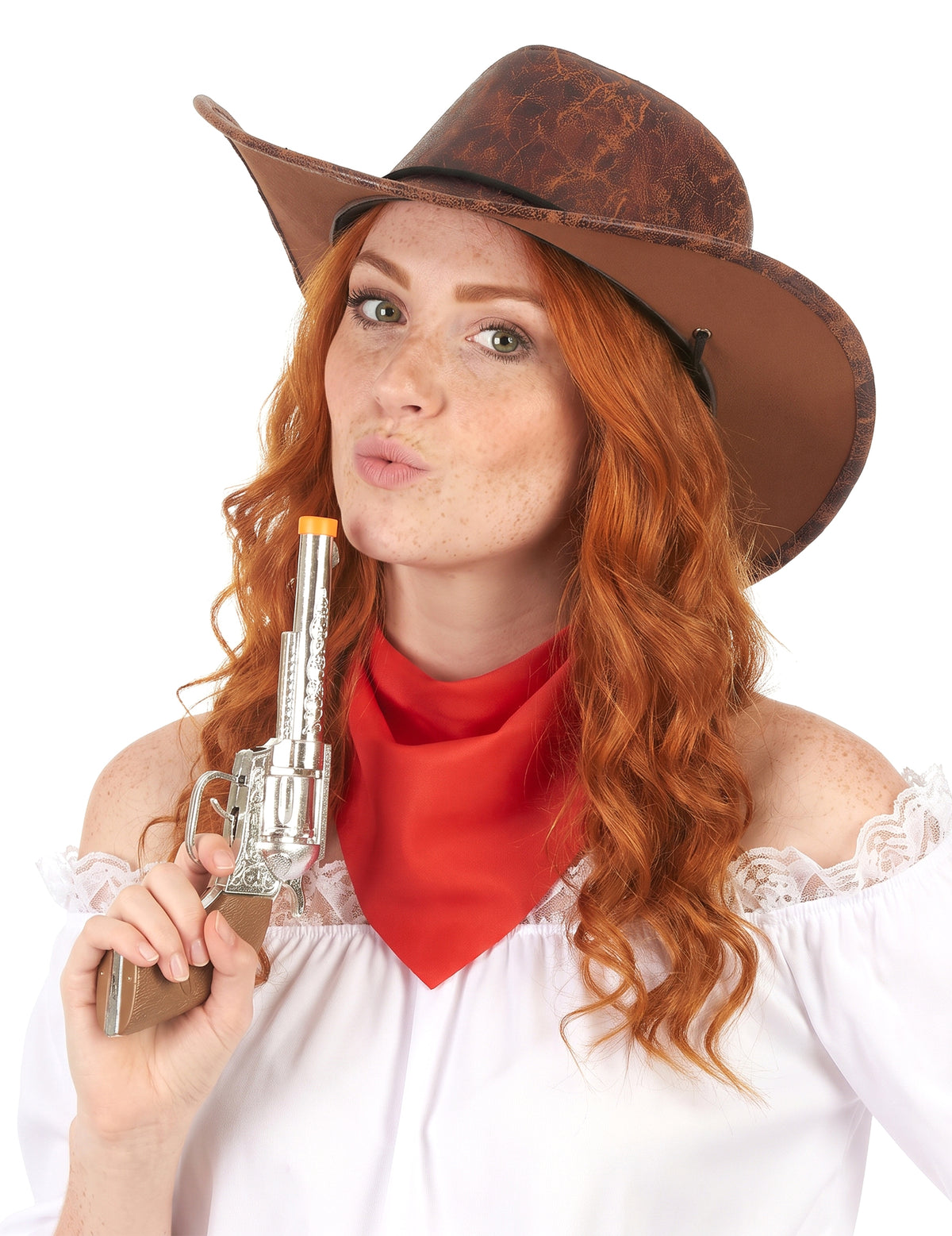 Chapéu de cowboy marron couro falso - adulto