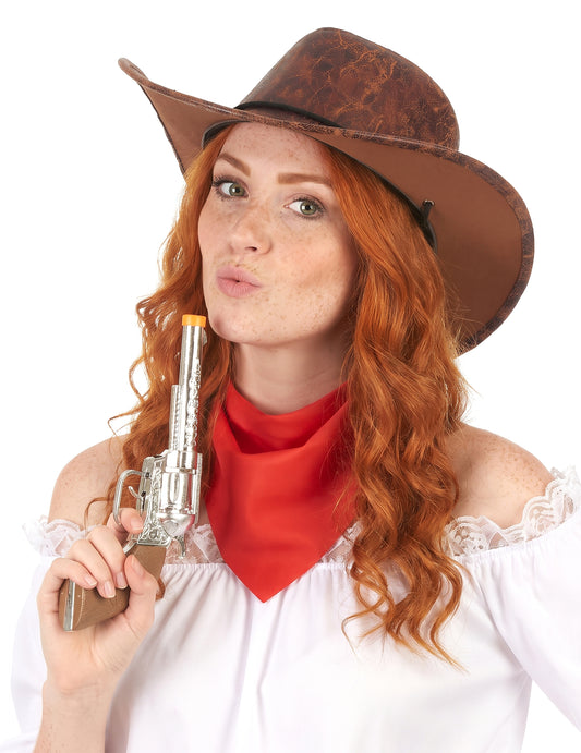 Chapéu de cowboy marron couro falso - adulto