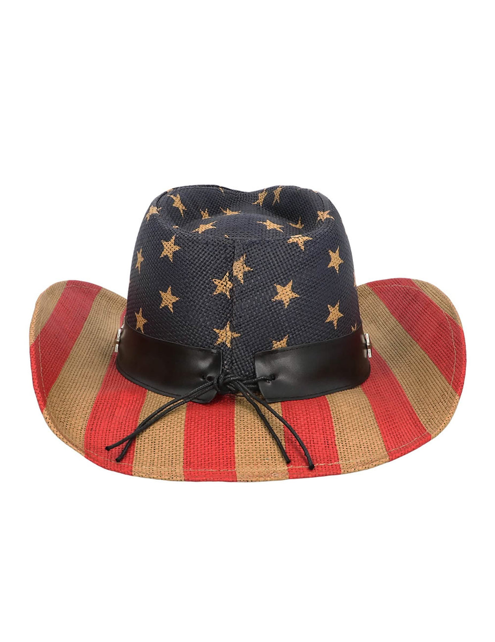 Chapeau de cowboy USA pour adulte aux motifs du drapeau américain bleu à étoiles et rayures rouges