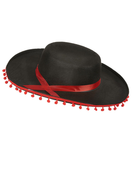 Chapéu espanhol preto e vermelho