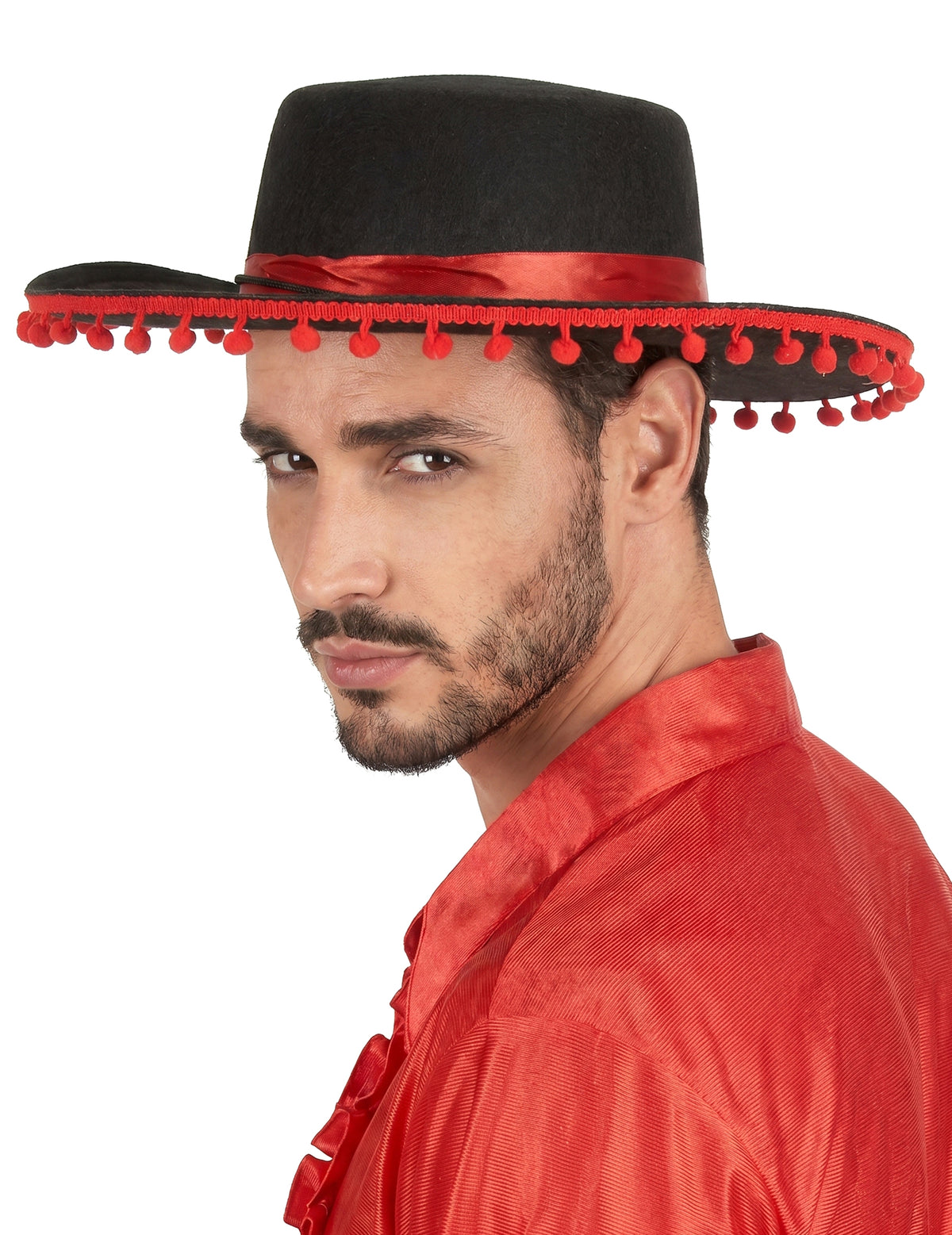 Chapéu espanhol preto e vermelho