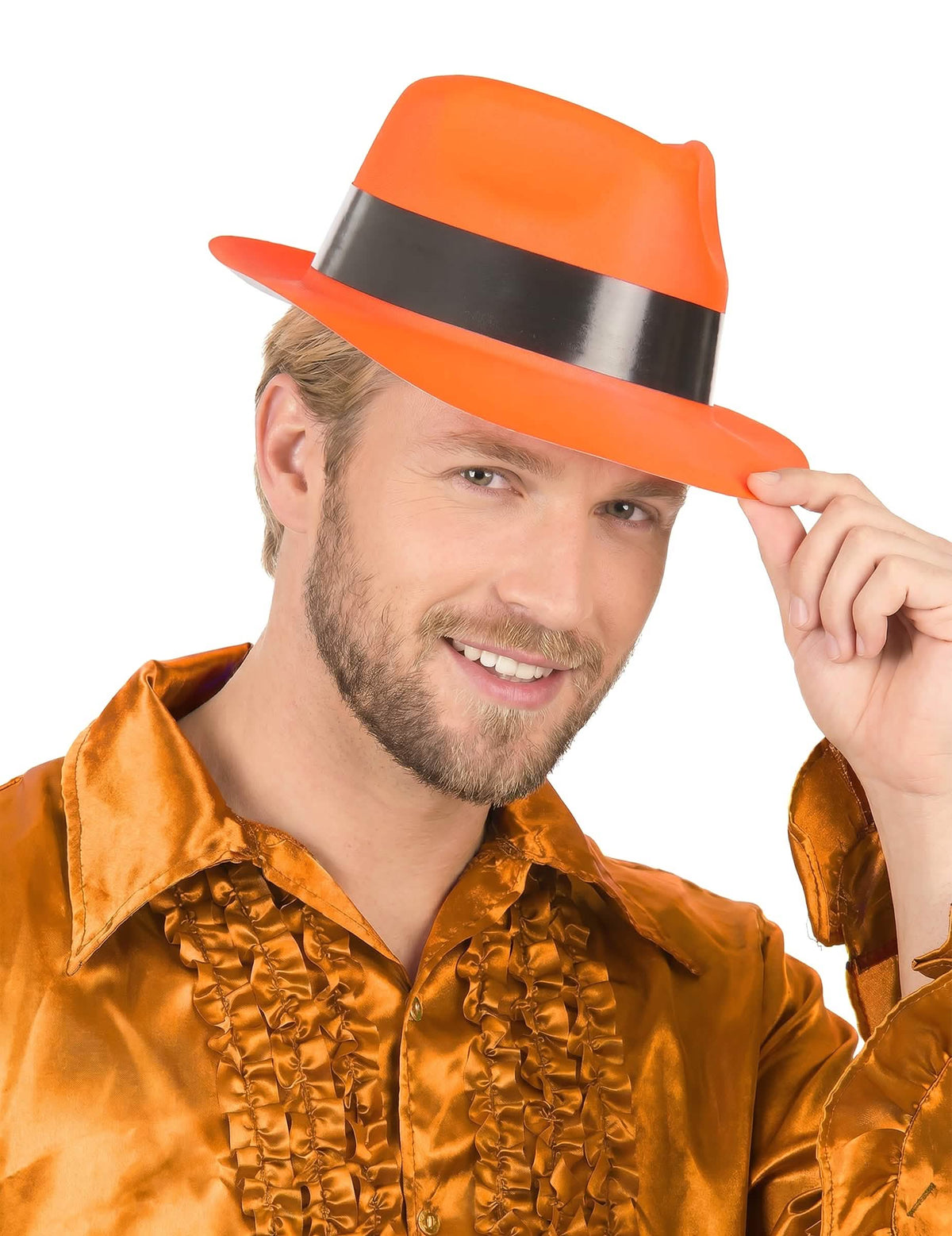 Chapéu gangster cor de laranja fluo adulto